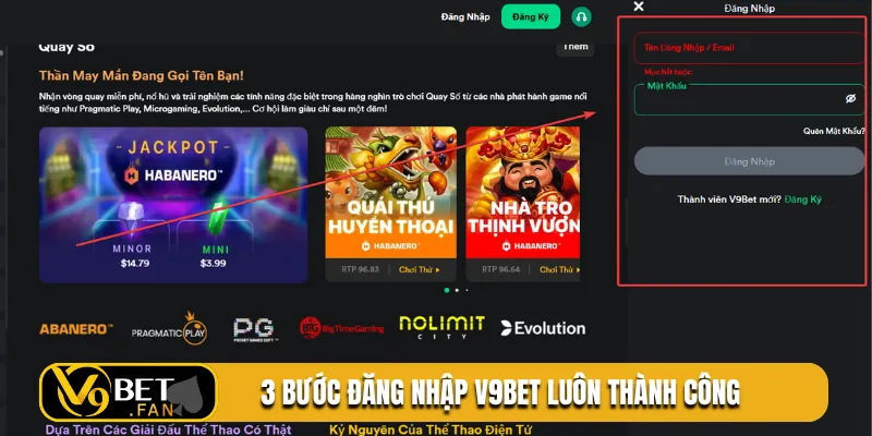 3 bước đăng nhập V9BET luôn thành công