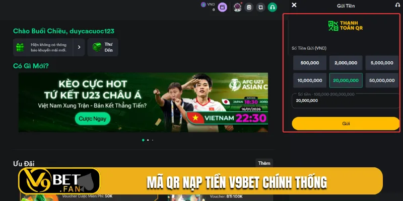 Mã QR nạp tiền V9BET chính thống