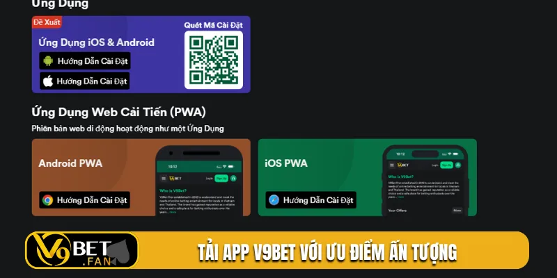 Tải app V9BET với ưu điểm ấn tượng