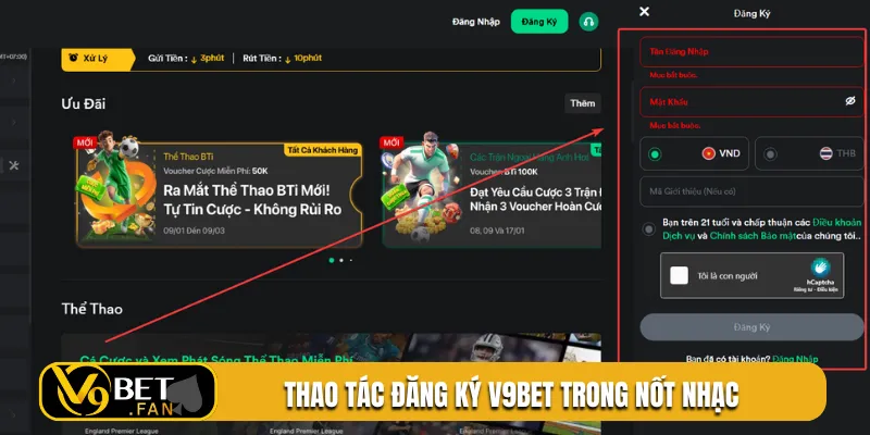 Thao tác đăng ký V9BET trong nốt nhạc